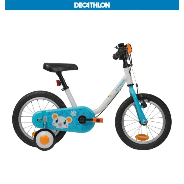 Kid Bike Bicycle BTWIN Arctic 100 14 Inch Wheels with Stabilisers Cycling