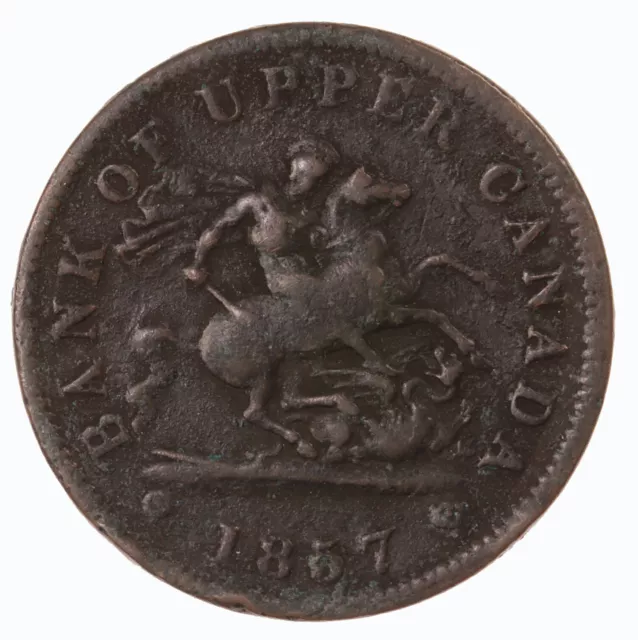 Raw 1857 Bank Of Upper Canada One Penny Token