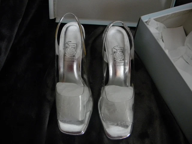 Special Occasions by Saugus Shoe--3 inch heels--silver & clear/Never Worn/GREAT