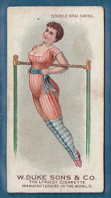 N77 Duke tobacco cigarette card Gymnastic Exercises Double Arm Swing VG+/Ex 1887