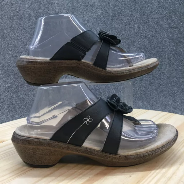 Spenco Medical Sandals Womens 9 Heels Slip On Thong Blue Leather Open Toe Casual