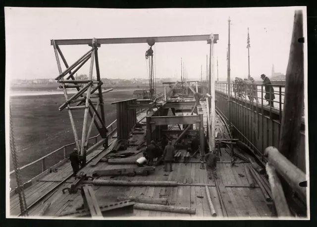 Fotografie Wien-Floridsdorf, Brückenbau Kaiser Franz Joseph Brücke, Laufkran br