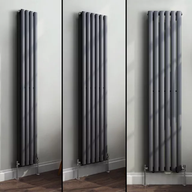 Designer Vertical Oval Column Tall Upright Central Heating Radiator Anthracite