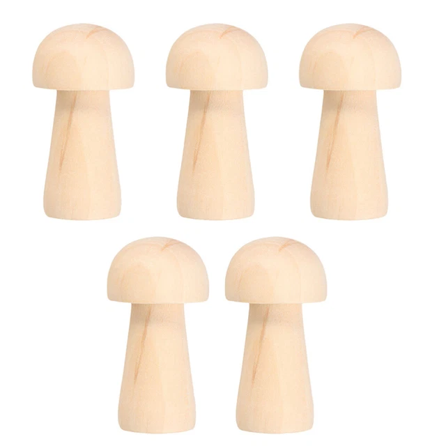 5 pezzi legno artigianato legno bambino arte fungo casa delle bambole accessori statua