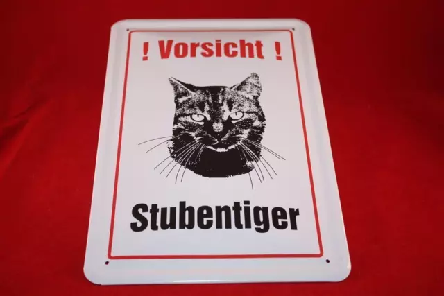 Vorsicht Stubentiger  Blechschild 20x30 cm Warnschild Schild Sign Katze Cat Cats