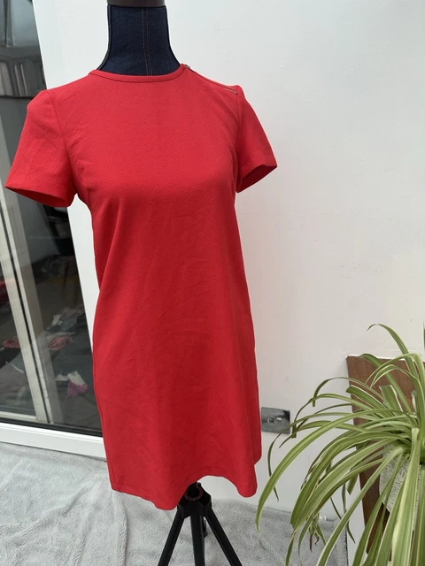 ZARA RED PLEATED Creased Dress With Asymmetric Hem Size S Bnwt 14.99 -  PicClick UK