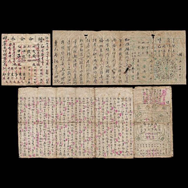 Thread-bound Antique Chinese Manuscripts Book and Paper about Divination