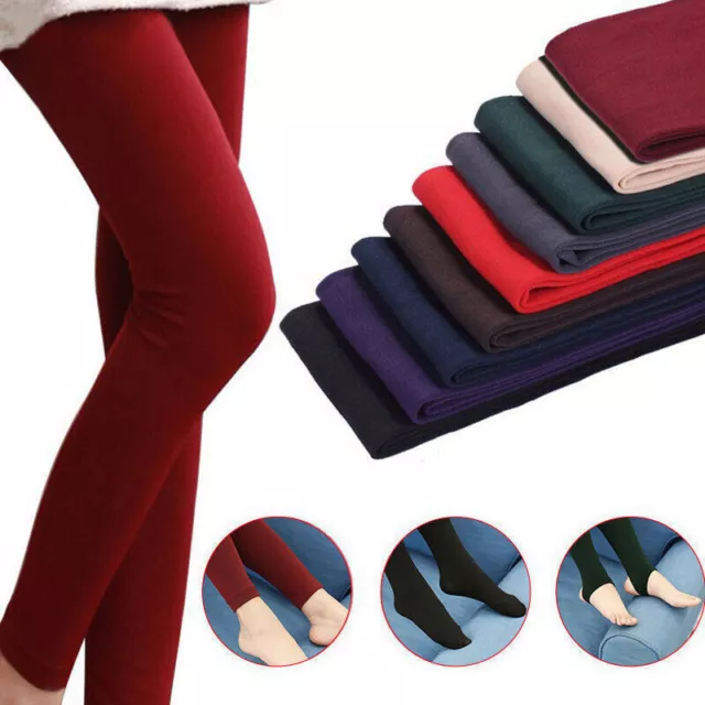 Women Ladies Winter Warm Fleece Lined Thick Thermal Full Foot Tights Pants Long