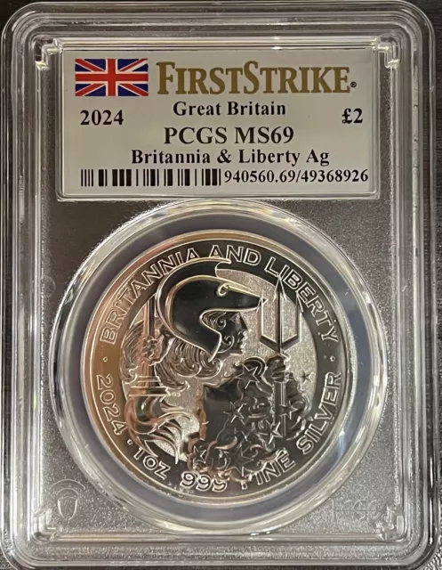 2024 £2 Silver 1oz Britannia & Liberty PCGS MS69 First Strike