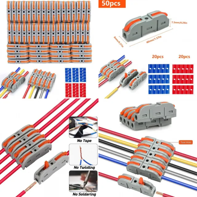 100X 2PIN CONNETTORI Per cavi elettrici Terminali filo bloccaggio rapidi  Splice EUR 8,28 - PicClick IT