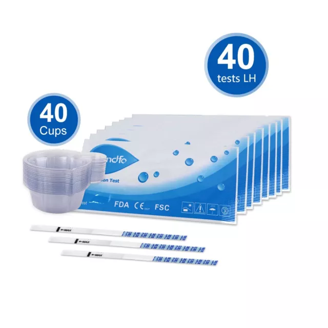 Wondfo 40 Ovulation Test Strips 40 Urine Cups Home Testing OPK Over 99% Accuracy