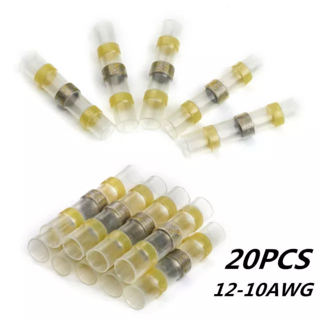 20Pcs Yellow Polyolefin Heat Shrink Soldering Connectors 4.0-6.0 mm² 12-10AWG 3