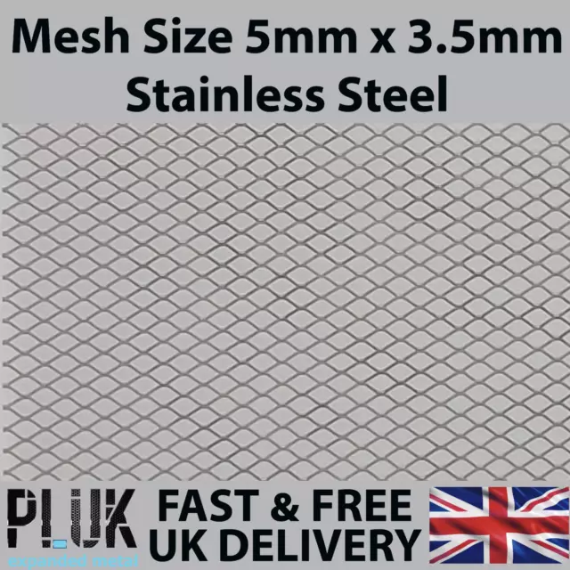 DIFFERENT SIZE Sheets of Expanded Stainless Steel Metal Mesh Size 5mm x 3.5mm