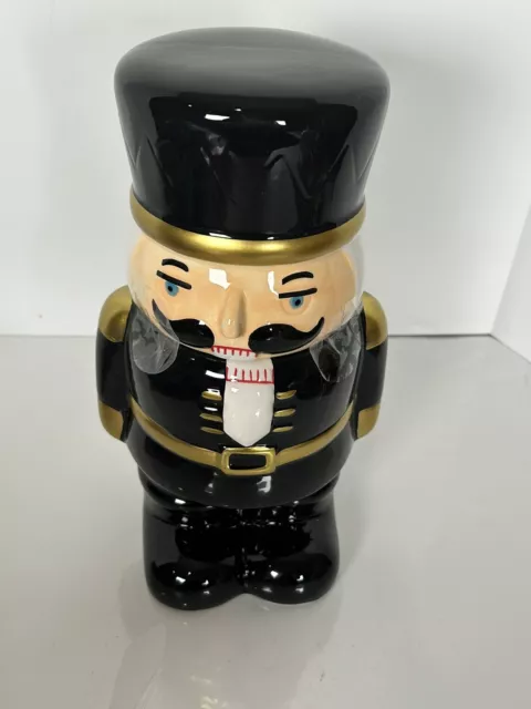 NEW Robert Stanley Black Ceramic 12” Nutcracker Cookie Jar Canister - Christmas