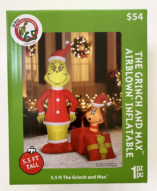 The Grinch and Max Airblown Inflatable 5.5 ft., Dr. Seuss Christmas Decorations,