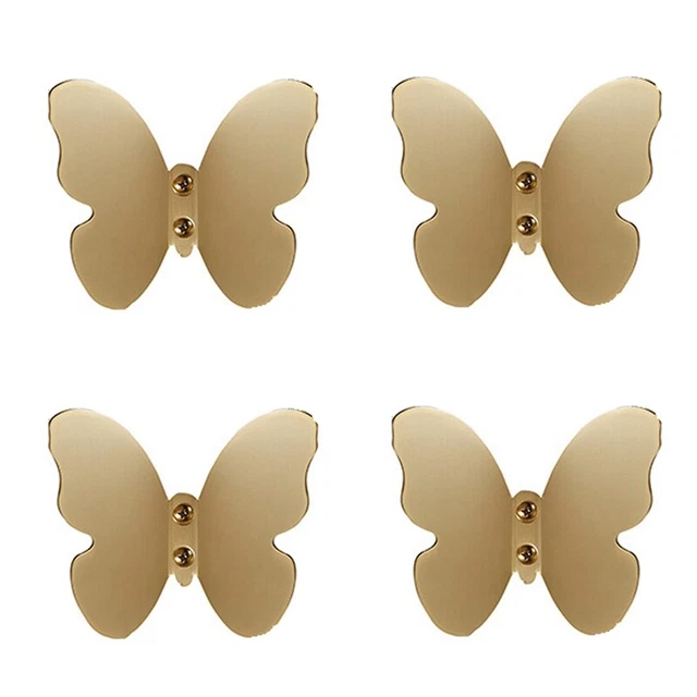 4 StüCke Massivem Messing Schmetterling Kleiderhaken Wandbehang Montie W9G6