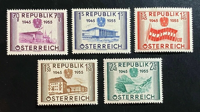 Österreich "10 Jahre Wiederherstellung Republik" Mi: 1012-16 postfrisch/** MNH