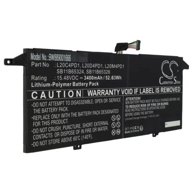 Batterie 3400mAh pour Lenovo Thinkbook 13X ITG 20WJ00, PLUS G2 ITG 20WH00 3