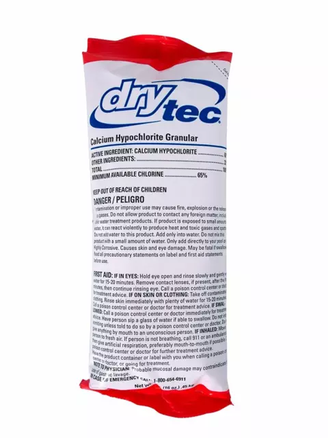 Dry Tec 68% Calcium Hypochlorite Granular Swimming Pool Shock - Choose Quantity