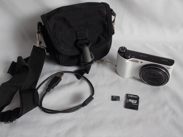 Samsung WB150F 14.2MP Digital Camera White WiFi with Memory Card + Bag