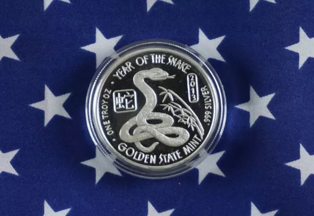 GSM 2013 Year Of The Snake Uncirculated 1oz .999 Fine Solid Silver Round   J