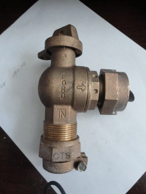Ford 1" METER Brass Angle VALVE X 1" CTS Connector FREE PRIORITY MAIL SAME DAY S