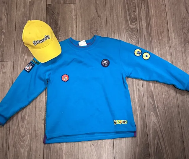 Beavers Scout Kids Size 28 Top Jumper Blue Unisex with Hat