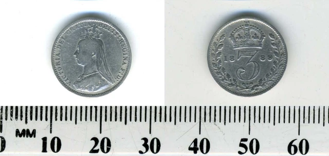 Great Britain 1889 - 3 Pence Silver Coin - Queen Victoria