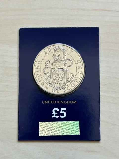 2017 Queens Beasts: Unicorn Of Scotland UK Five Pound £5 BUNC Coin