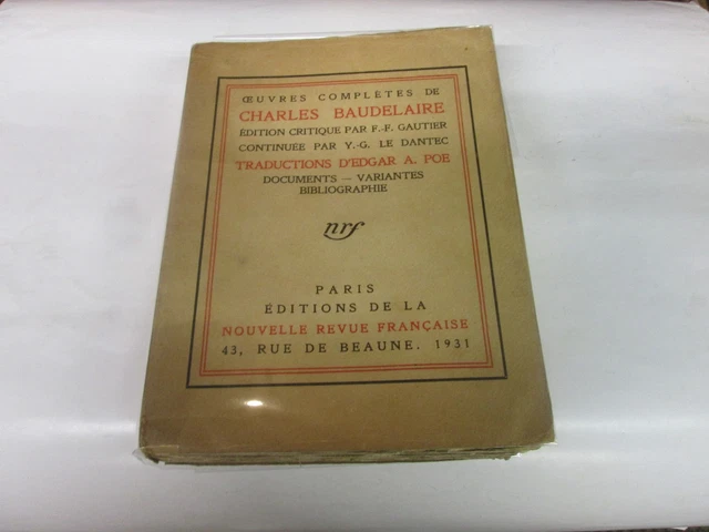 OEUVRES COMPLETES DE CHARLES BAUDELAIRE éditions CREMILLE 2/2