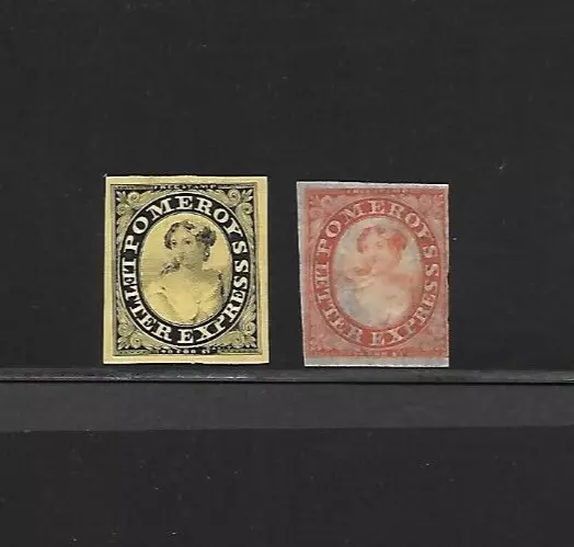 U.s. 2 Pomeroys Letter Express Local Post Stamps, Different Papers