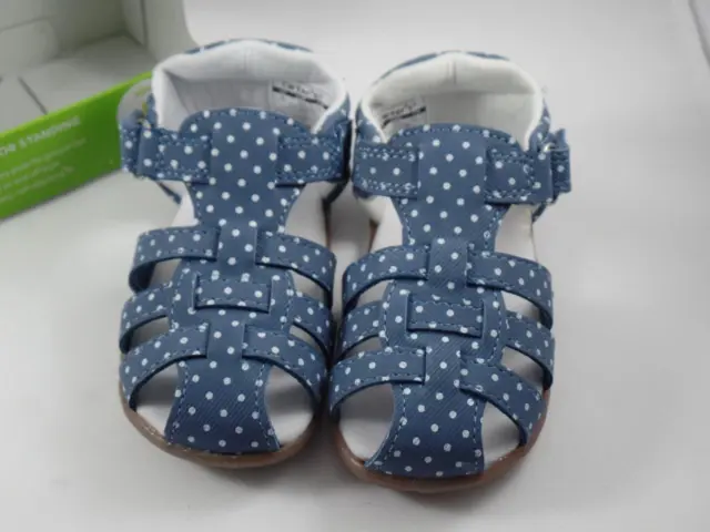 Carter's Every Step Girls Blue & White Polka Dot Shoes Sz 5, 9-12M Stage 2 Stand