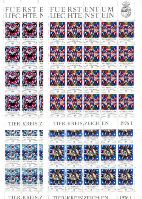 1976 LIECHTENSTEIN minifogli MNH **, 599/602 segni dello Zodiaco