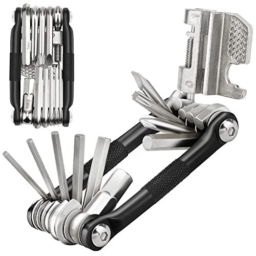ROCKBROS Outil de Réparation de Vélo VTT, 12 en 1 Outil Multifonction Kit de Réparation de Vélo avec Poche à Outil