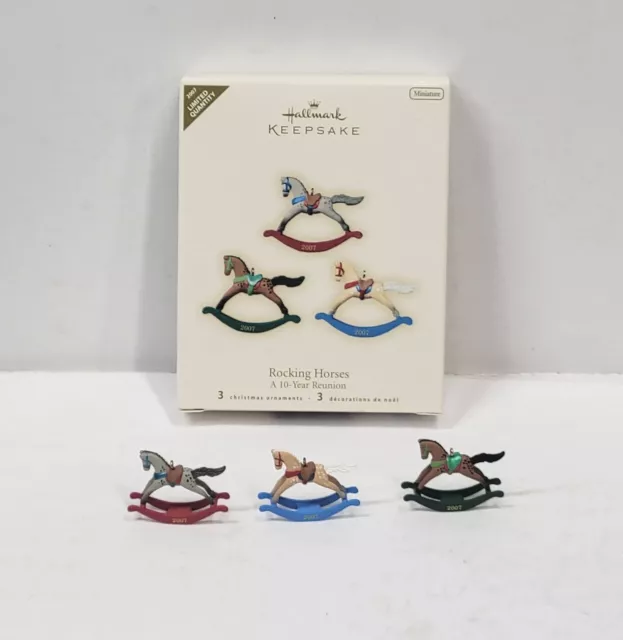 Hallmark Miniature Ornament 2007 Rocking Horses A 10-Year Reunion Set of 3 NEW