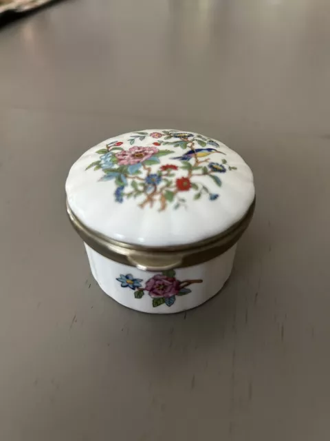 Aynsley Cottage Garden Trinket Pill Box Hinged Fine English Bone China England