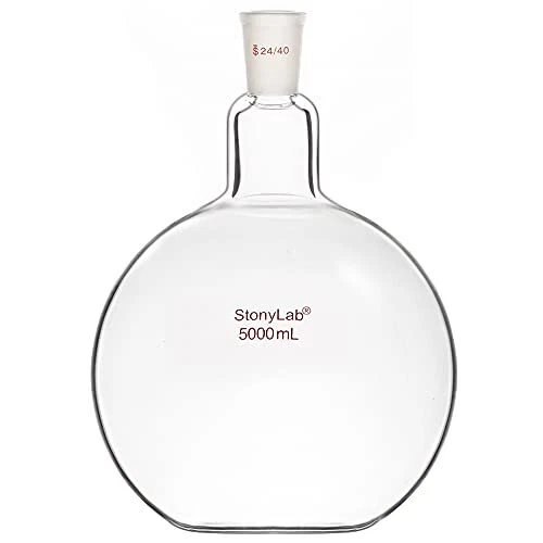 Glass Heavy Wall Single Neck Flat Bottom Boiling Flask, with 24/40 Standard