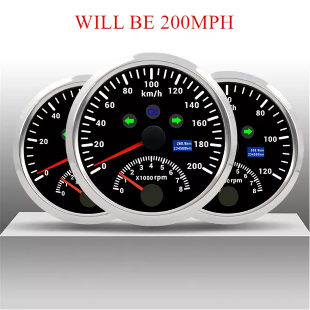 TACHIMETRO GPS AUTO digitale 85 mm calibro 0-200 mph misuratore di velocità  tachimetro 8000 giri/min EUR 87,18 - PicClick IT