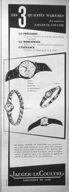 Publicité De Presse 1955 Montres Jaeger Lecoultre Étanche Et Précision