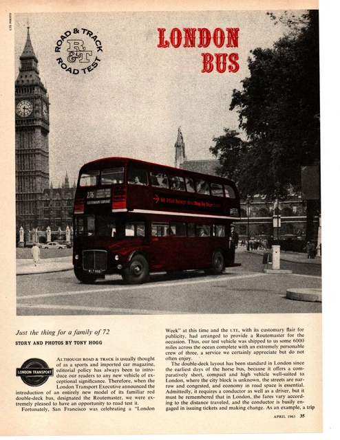 1963 London Bus ~ Original 4-Page Article / Ad