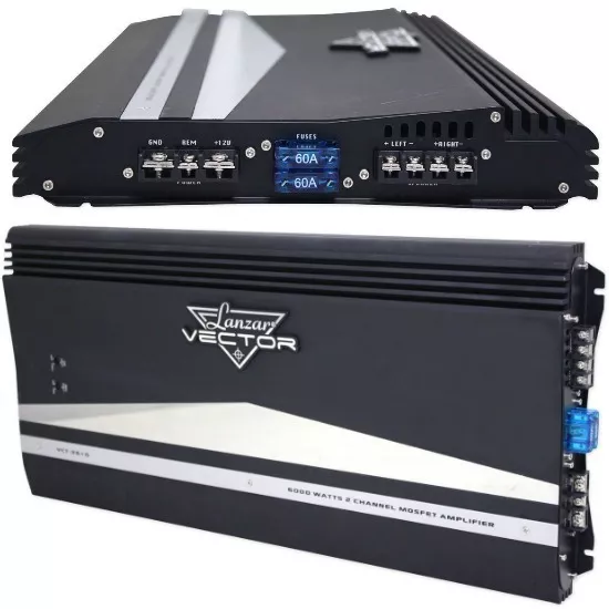 Amplificatore Lanzar Vct2610 Vct 2 Canali 6000 Watt Max Filtro Subsonico 24 Db