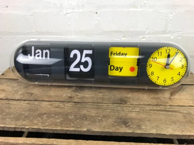 Grayson Grey Digital Retro Calendar Wall Flip Clock Bank Shop BNIB - G231
