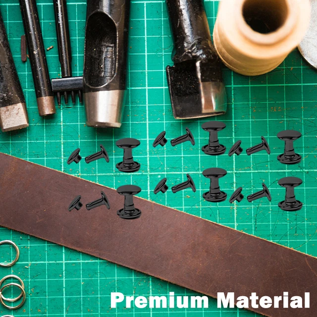 200pcs Double Round Cap Tubular Metal Leather Rivets Leathercrafts Pets Collar