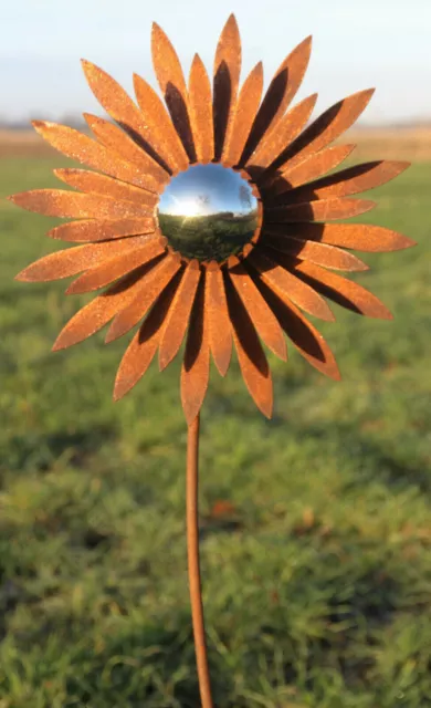 GARTENSTECKER BLUME 112CM Metall Rost Gartendeko Edelrost Groß EUR 29