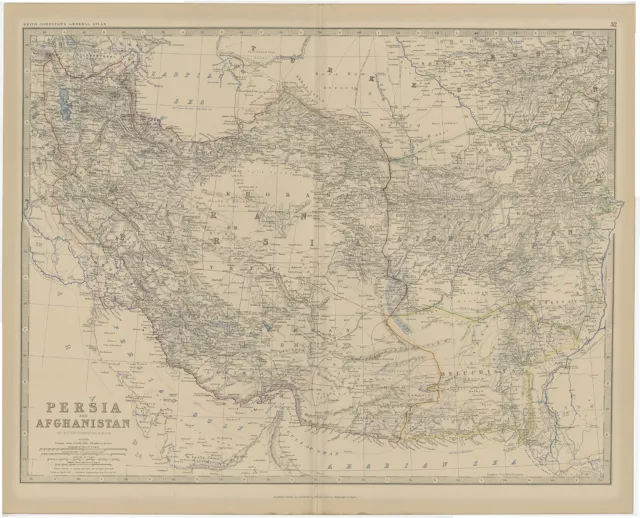 Antique Map of Persia and Afghanistan by Johnston (1882)