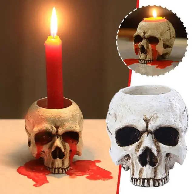 Crying Skull Taper Candle Holder Stand Candlesticks UK Skeleton Party Decor E2E9