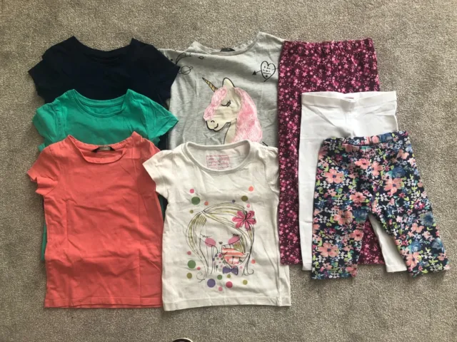 Lovely Girls Clothes Bundle Age 4-5 Years T-shirts Leggings 8 Items! 