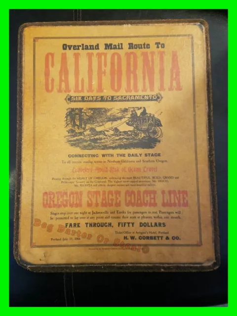 Vintage Oregon Stage Coach Line Overland Mail Route to California Advertisement