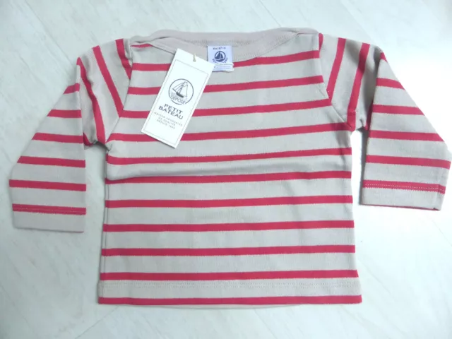 Sweat-Shirt mit langem Arm, rot/beige geringelt, von Petit Bateau. NEU!!!