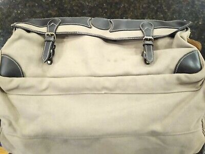 VINTAGE Eddie Bauer Holland Brothers Tan Canvas/Leather Travel Duffle Bag~Used